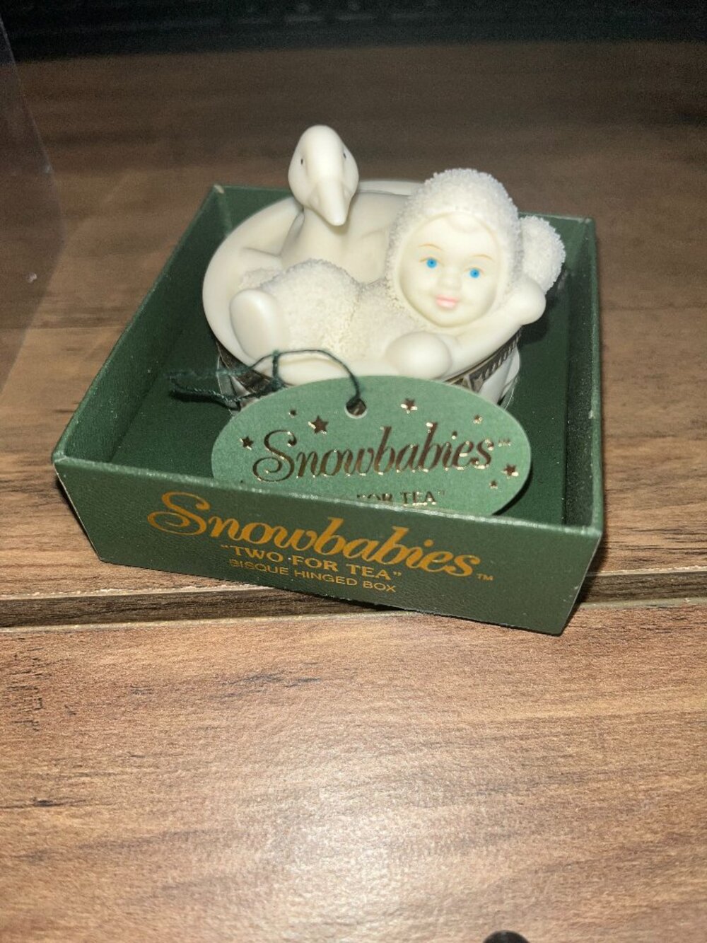 Snowbabies "Two for Tea," Dept. 56 Bisque Hinged Box in Original Box SEE PICS!